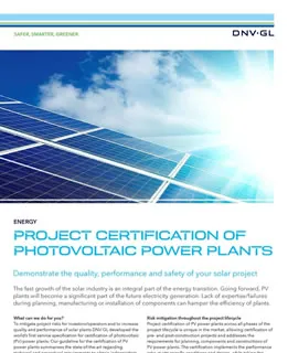Project certification of PV power plants