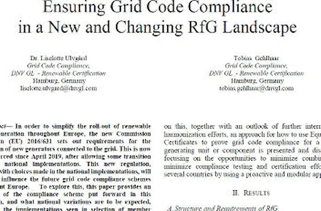 Wind turbine grid code compliance certification