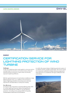 Certification service for lightning protection of wind turbine