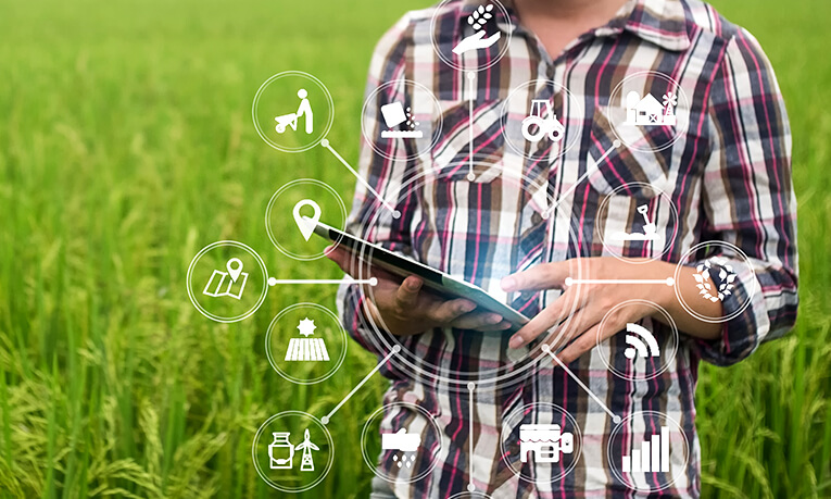 Agriculture technology farmer using tablet 